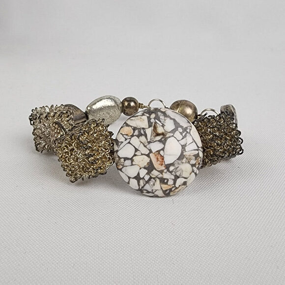 Natural Stone & Metal Beaded Magnet Bracelet - Picture 2 of 5